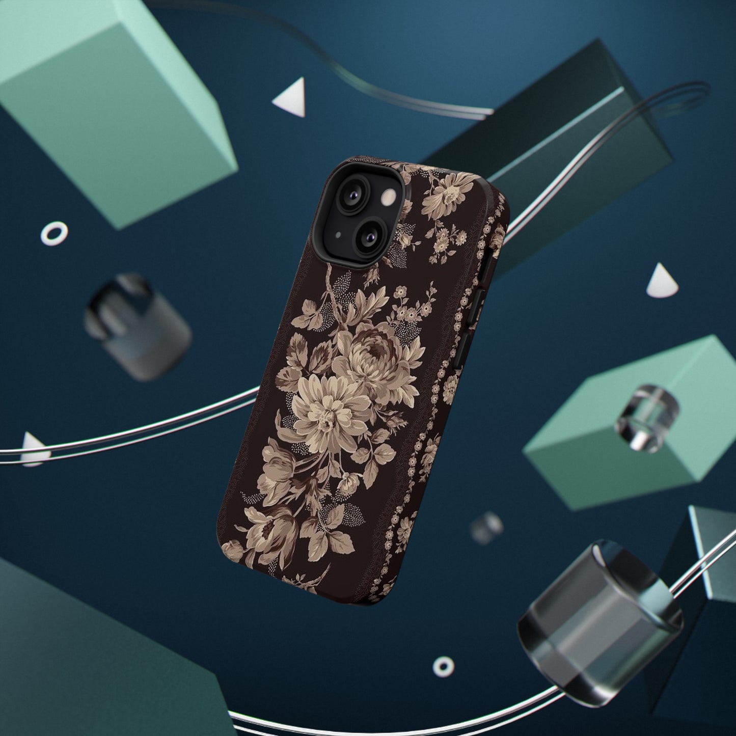 Cream Flower Print Impact-Resistant Cases