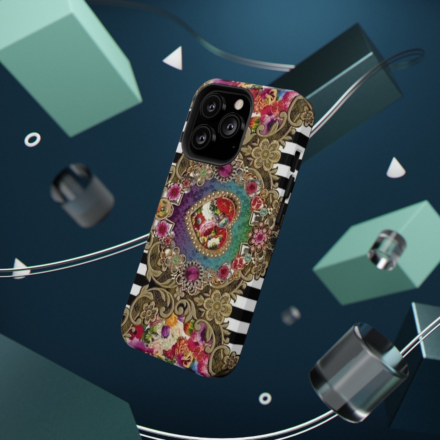 Jewel Heart Print Impact-Resistant Cases