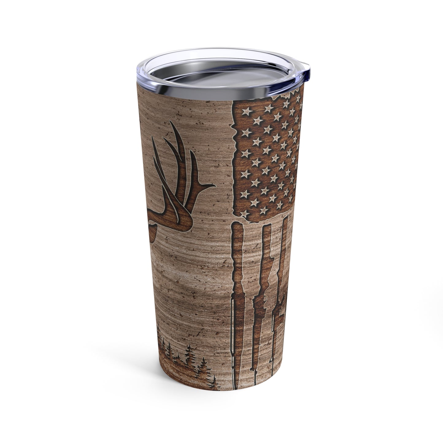 Deer Wood Print, Skinny Steel Tumbler with Straw, 20oz