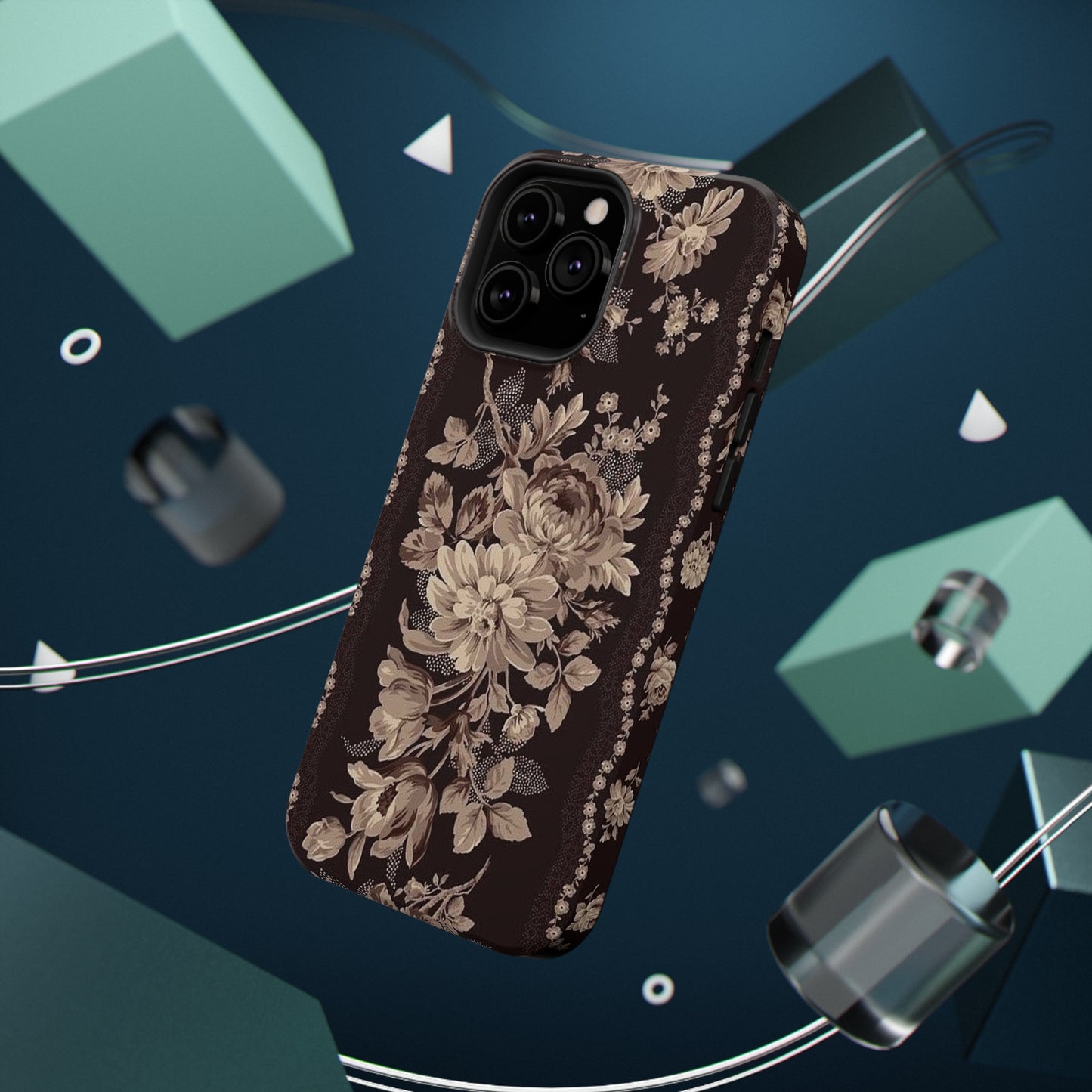 Cream Flower Print Impact-Resistant Cases