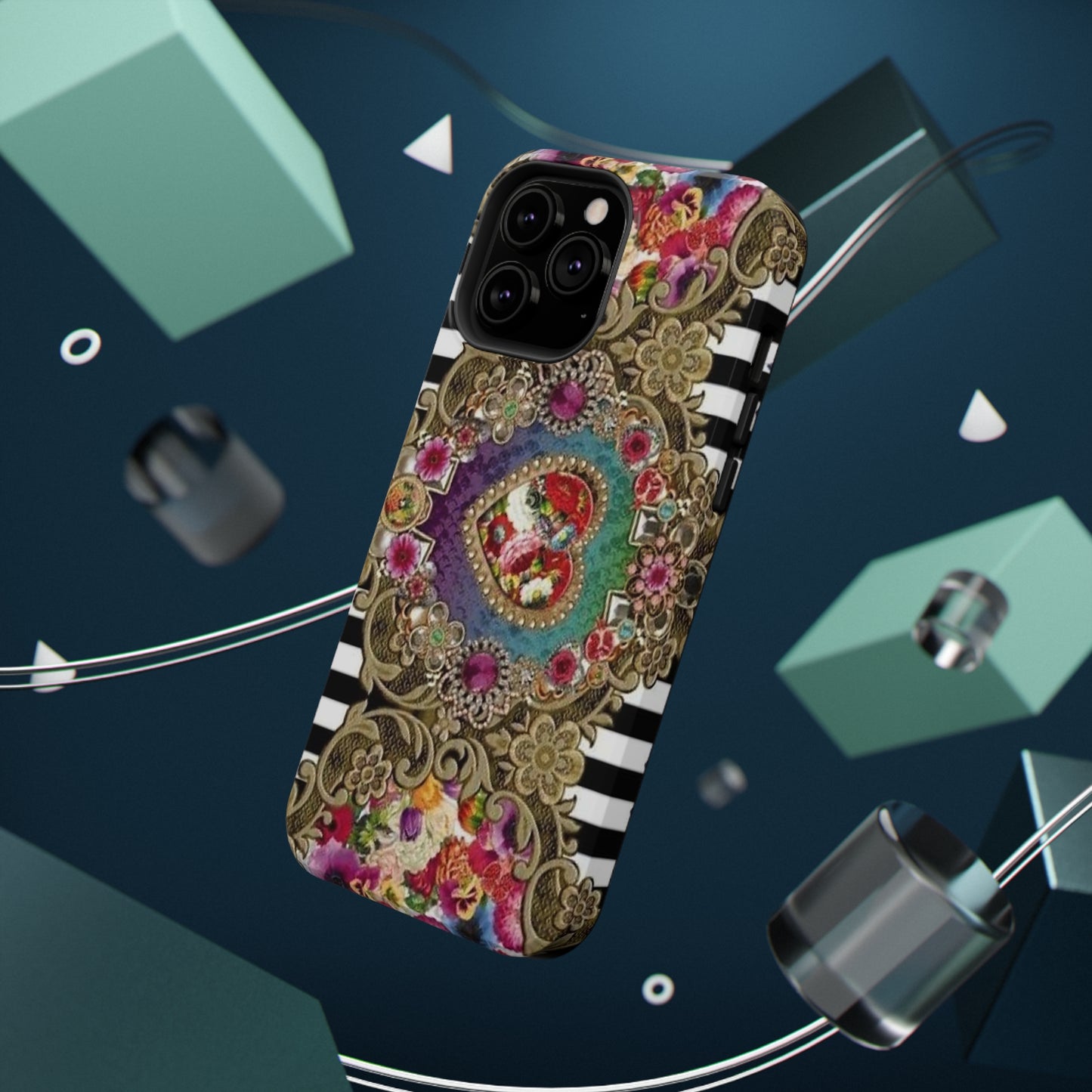 Jewel Heart Print Impact-Resistant Cases
