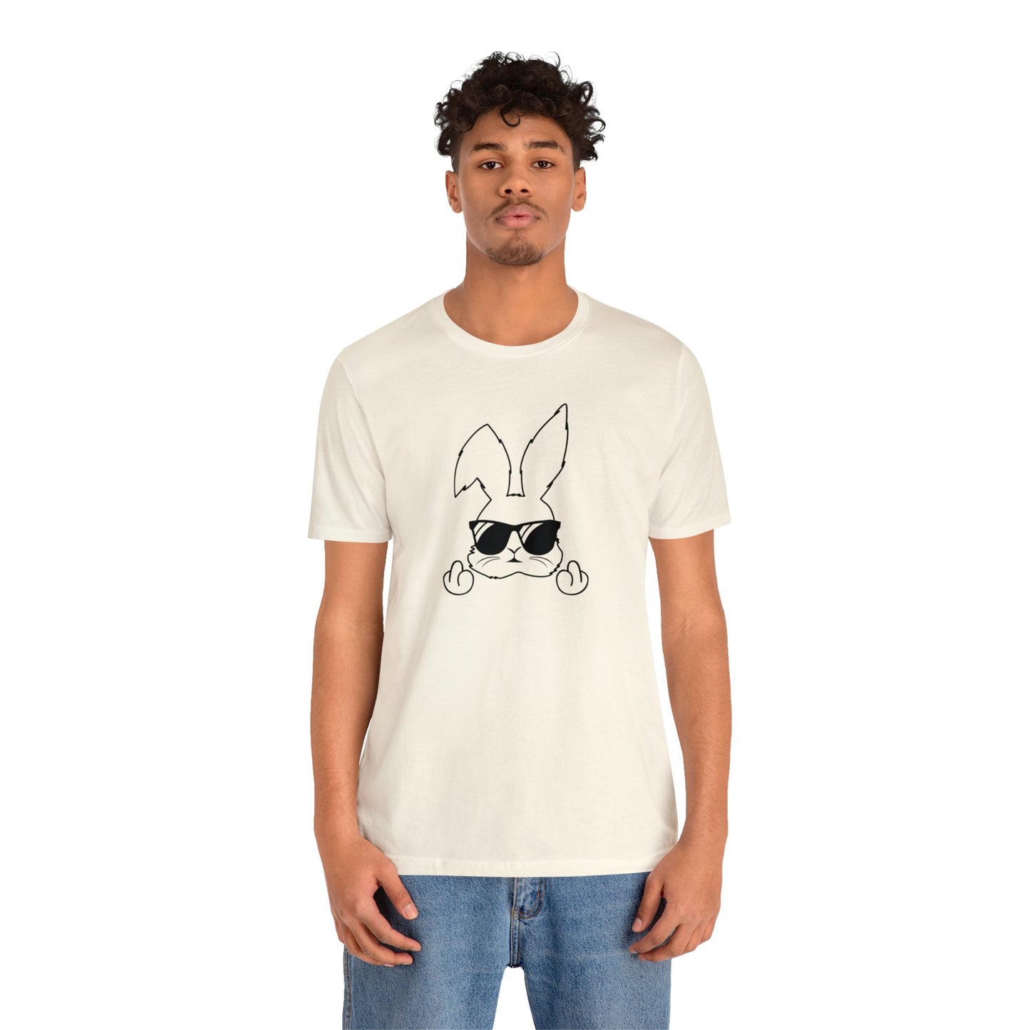 Flipping Bunny Print Jersey Short Sleeve Tee