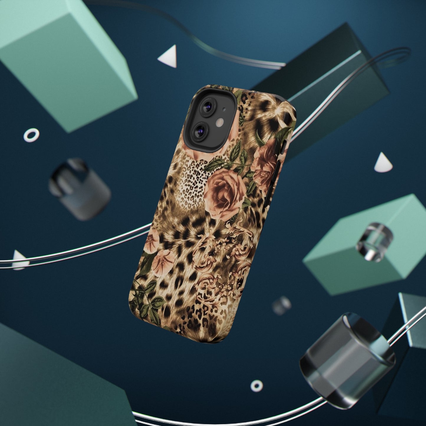 Leopard Rose Print Impact-Resistant Cases