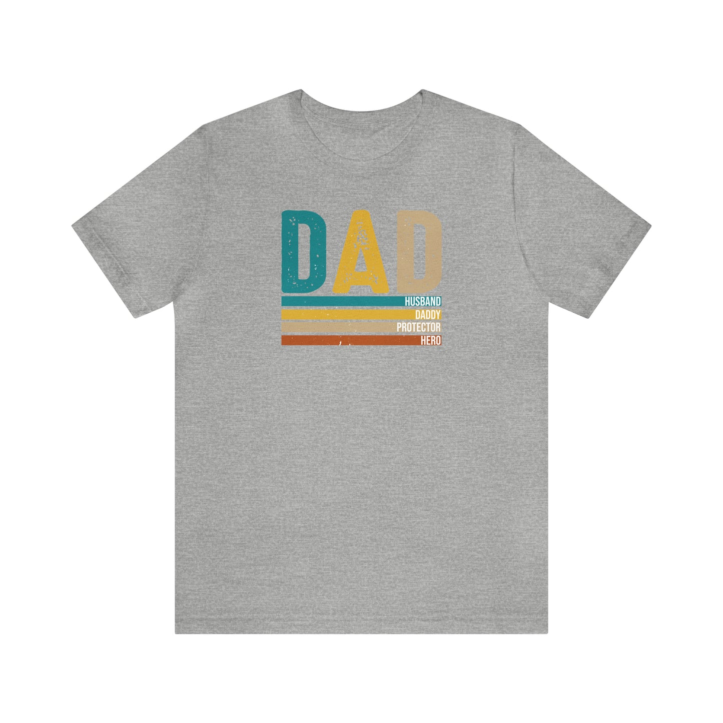 Dad, Husband, Daddy, Protector, Hero Print Jersey Short Sleeve Tee
