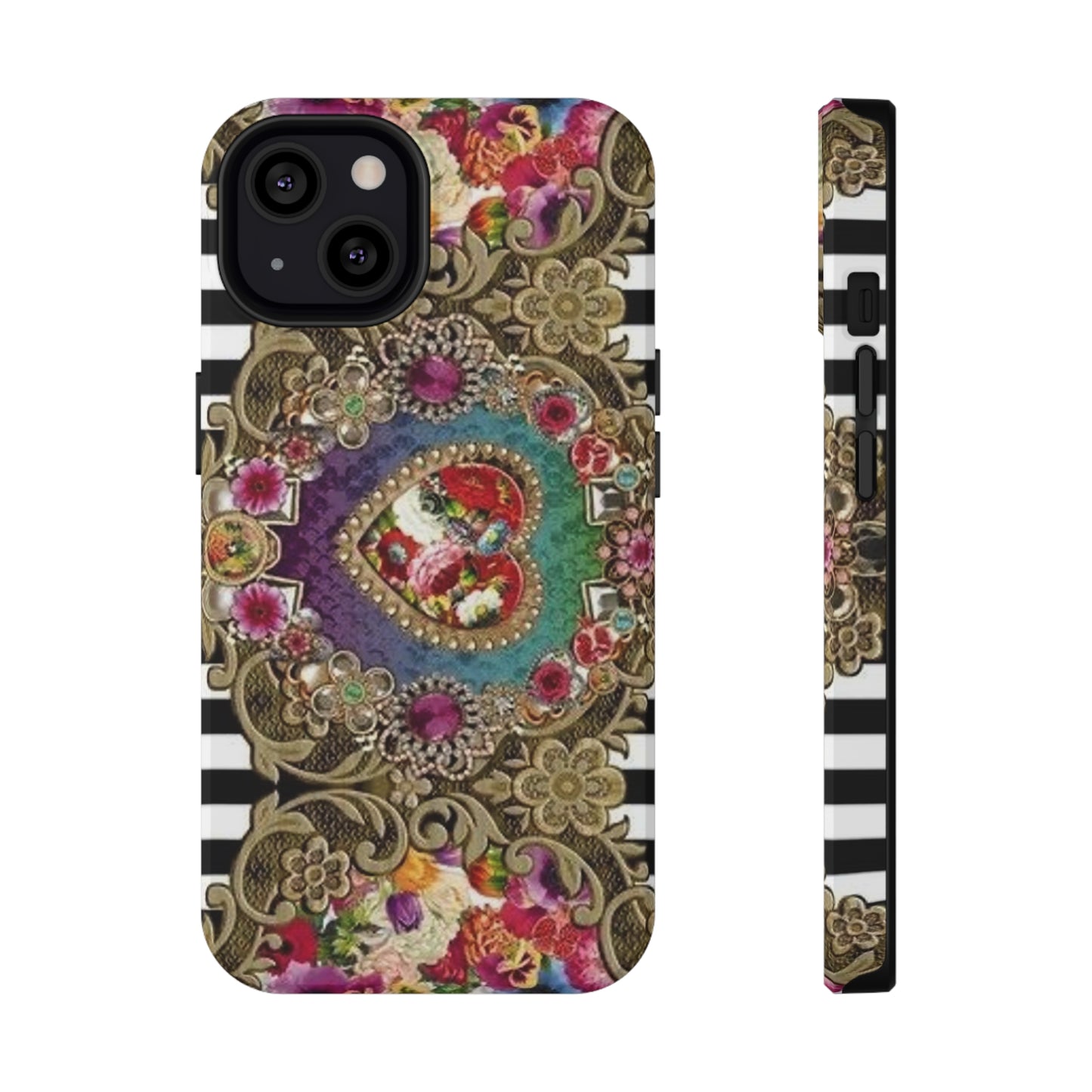 Jewel Heart Print Impact-Resistant Cases