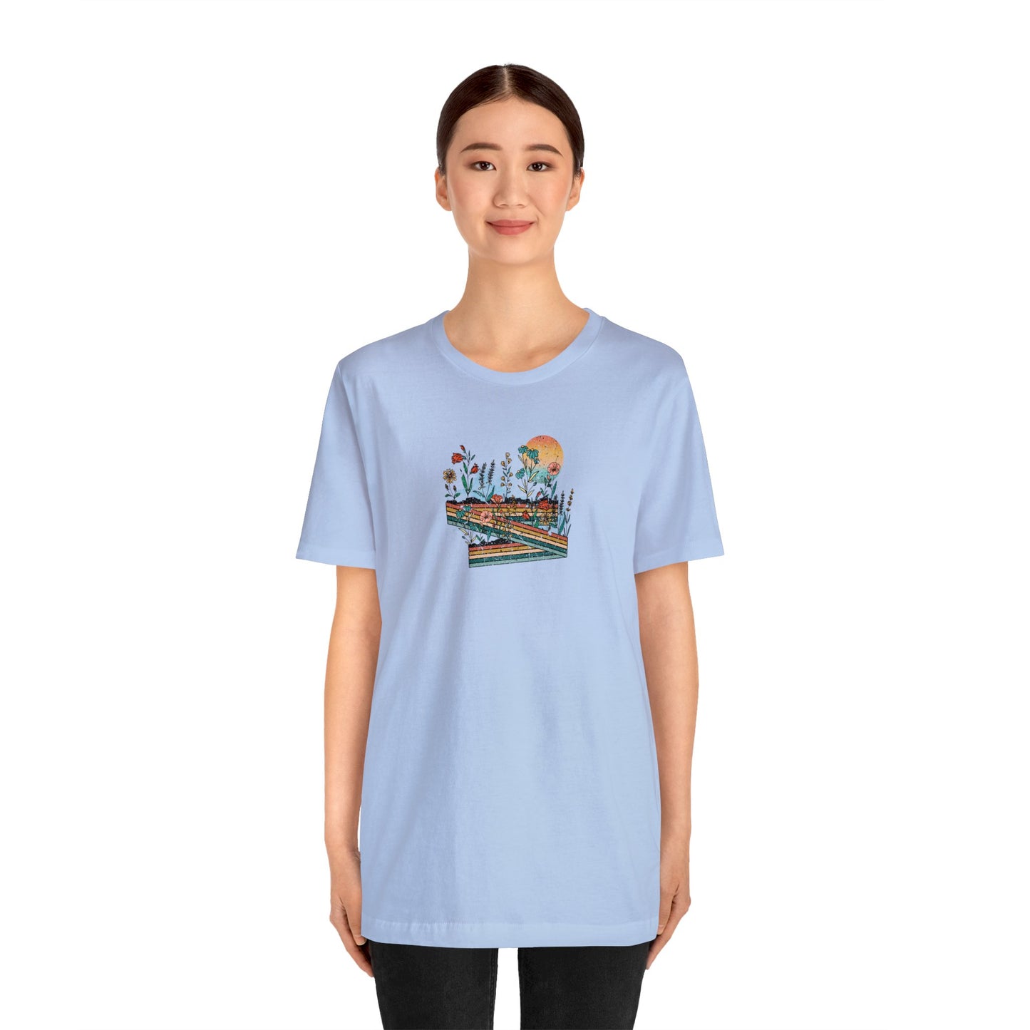Retro Highway Print Jersey Short Sleeve Tee