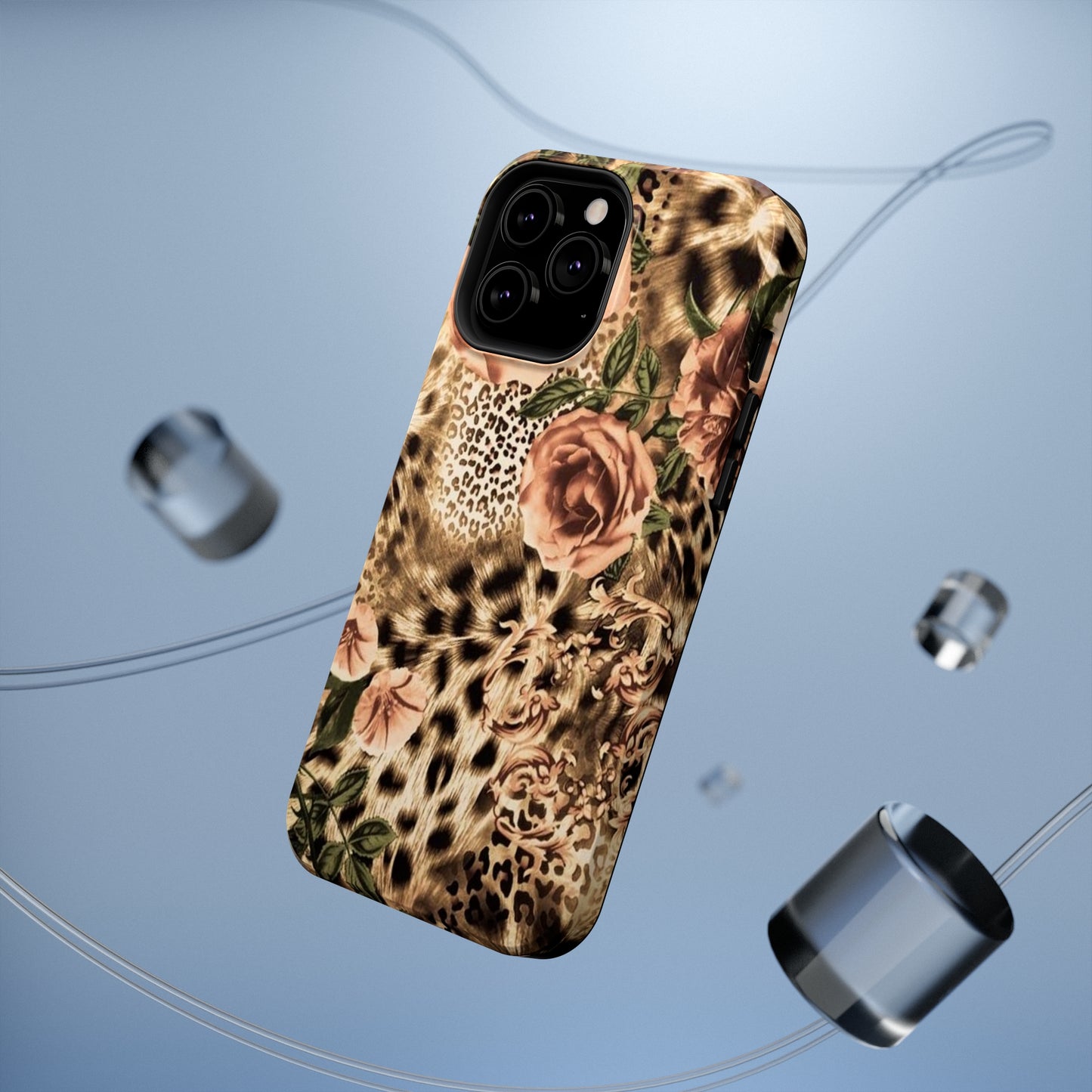 Leopard Rose Print Impact-Resistant Cases