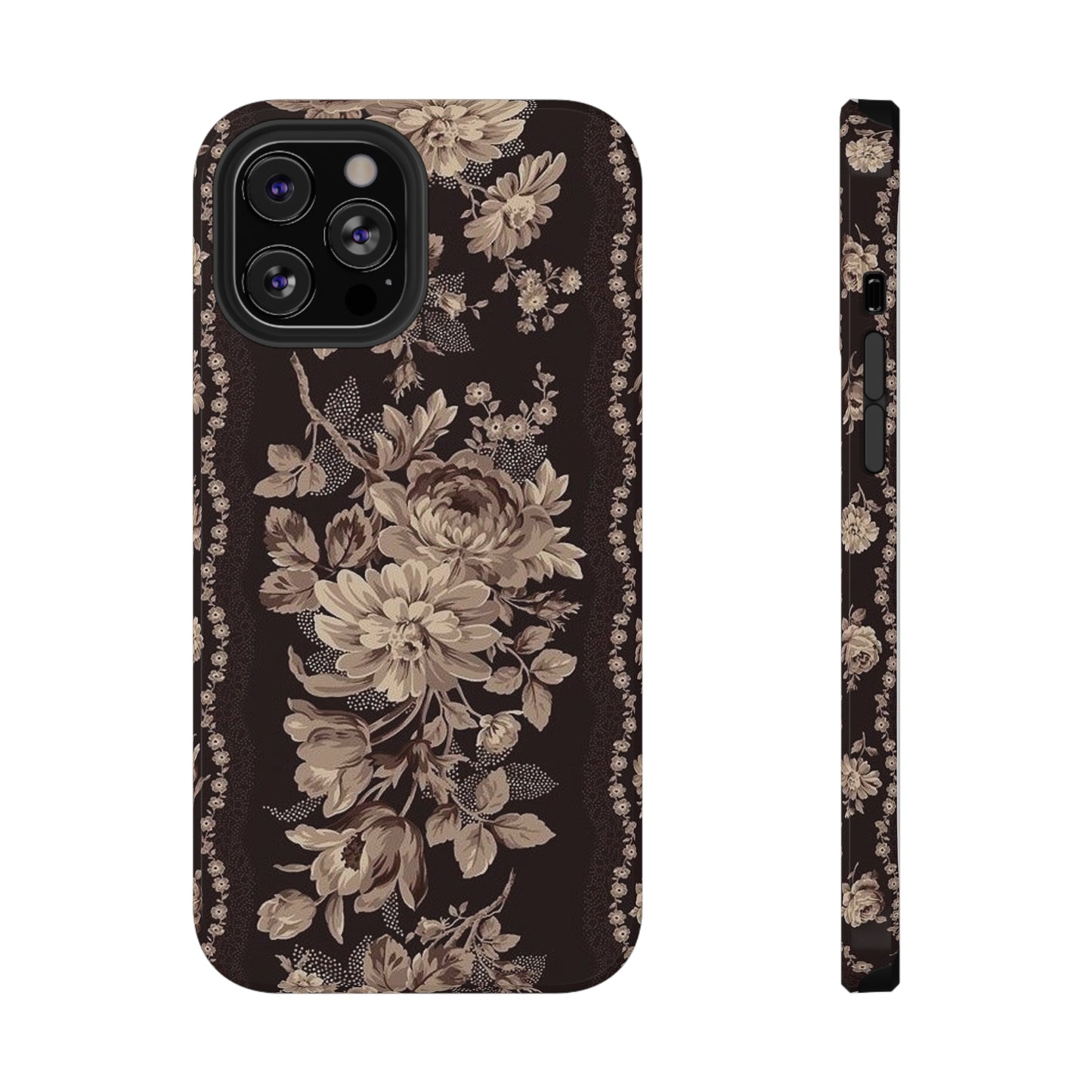 Cream Flower Print Impact-Resistant Cases