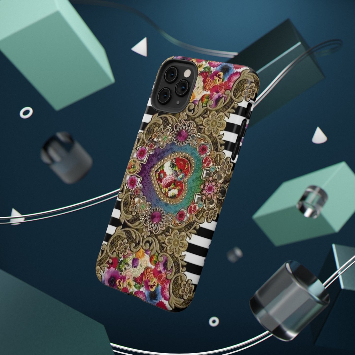 Jewel Heart Print Impact-Resistant Cases