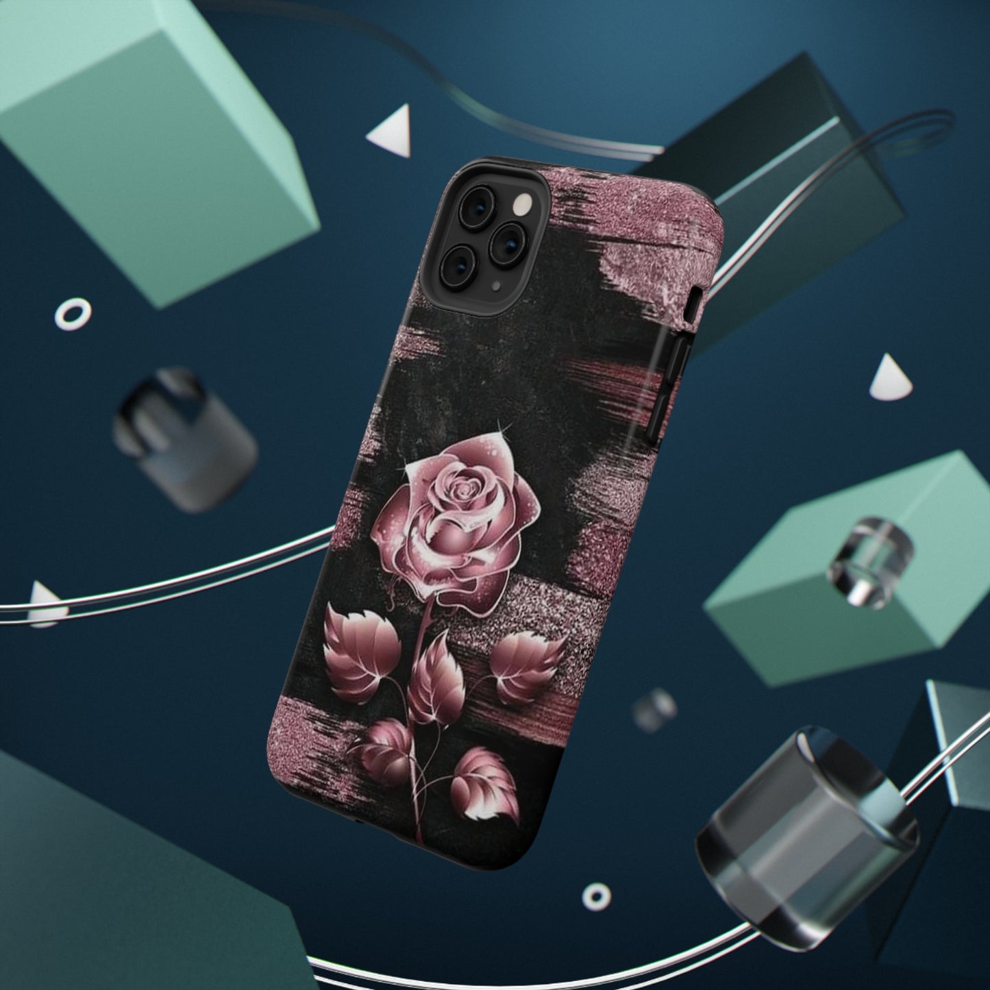 Pink Rose Print Impact-Resistant Cases