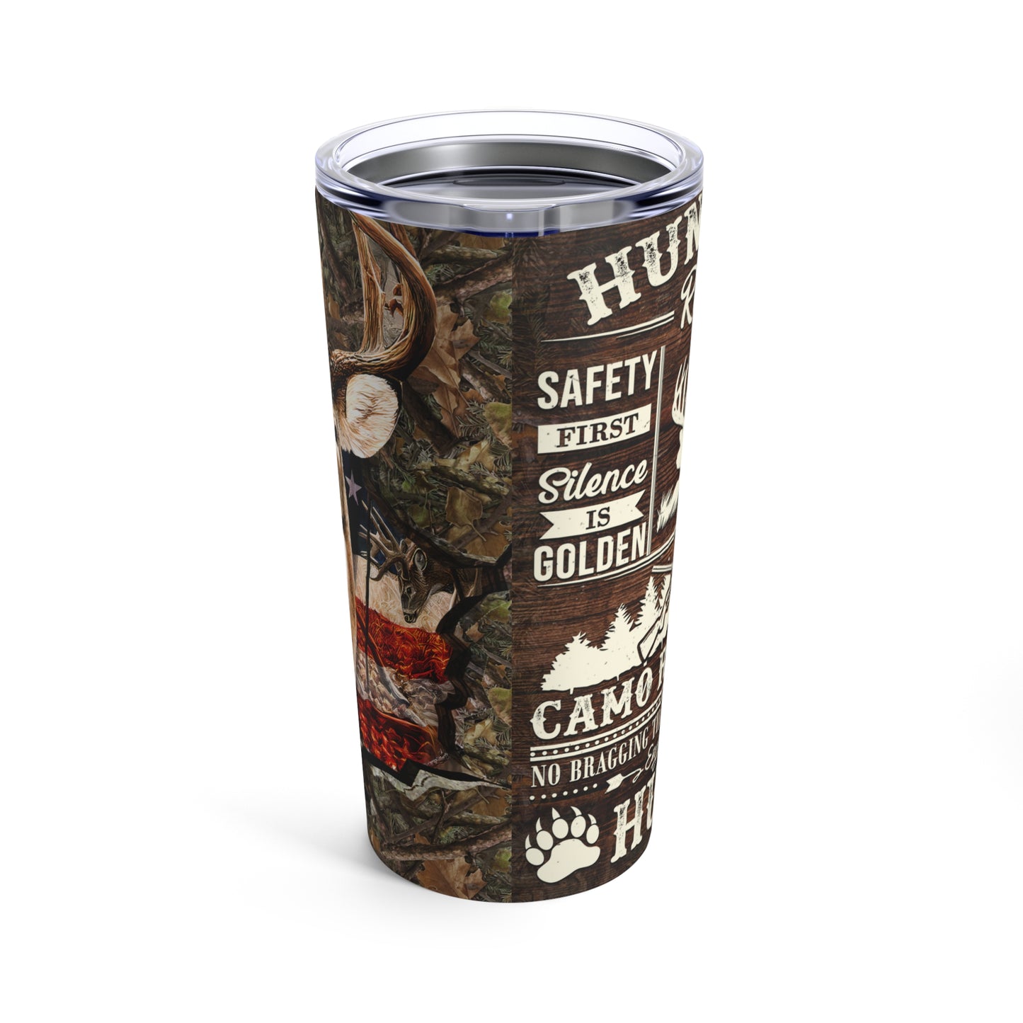 Hunting Rules Buck Skinny Steel Tumbler with Straw, 20oz