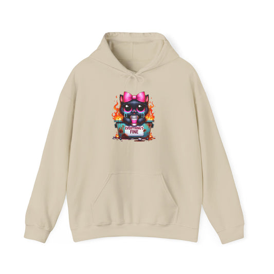 Flaming Kitty Hoodie - Everything’s Fine Unisex Sweatshirt
