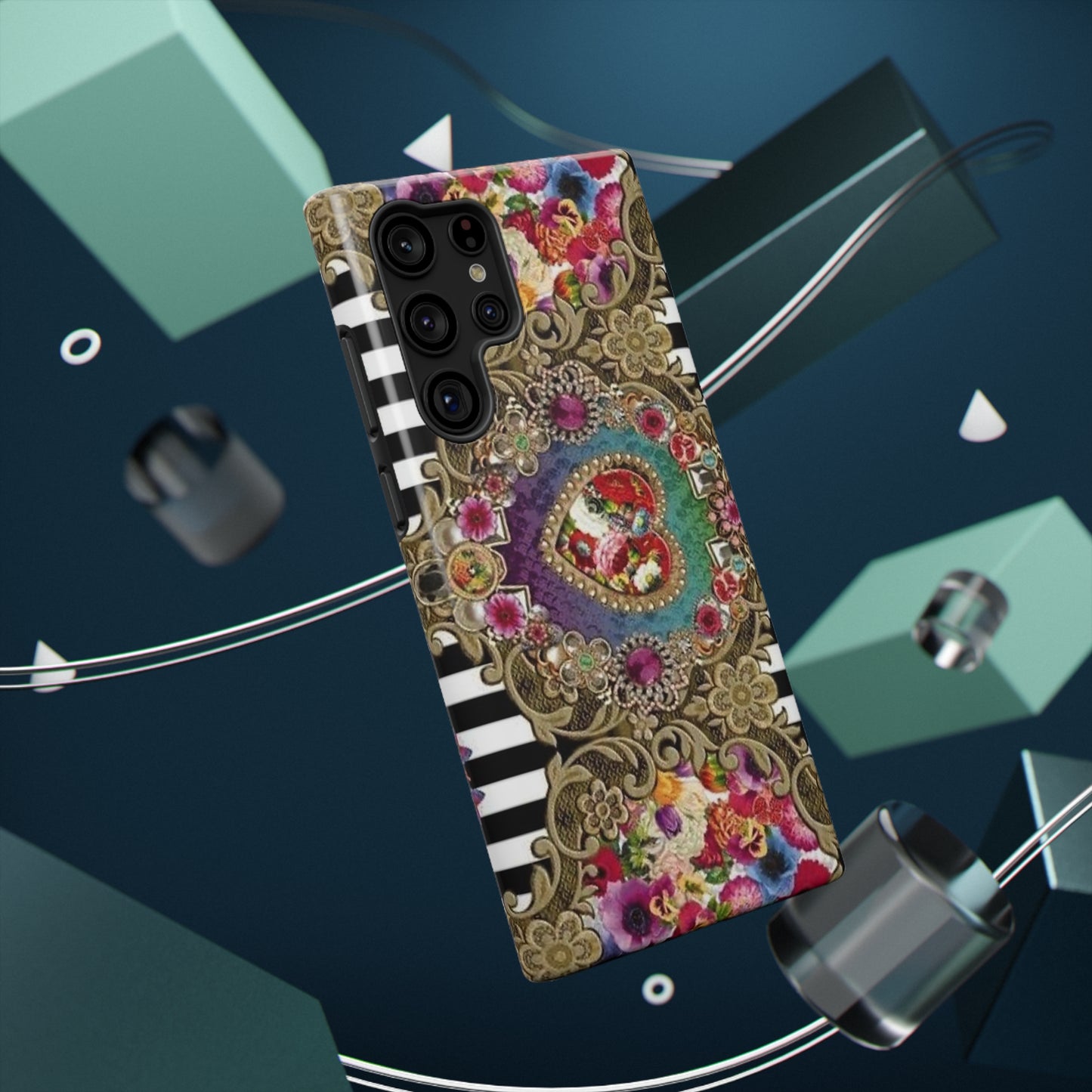Jewel Heart Print Impact-Resistant Cases