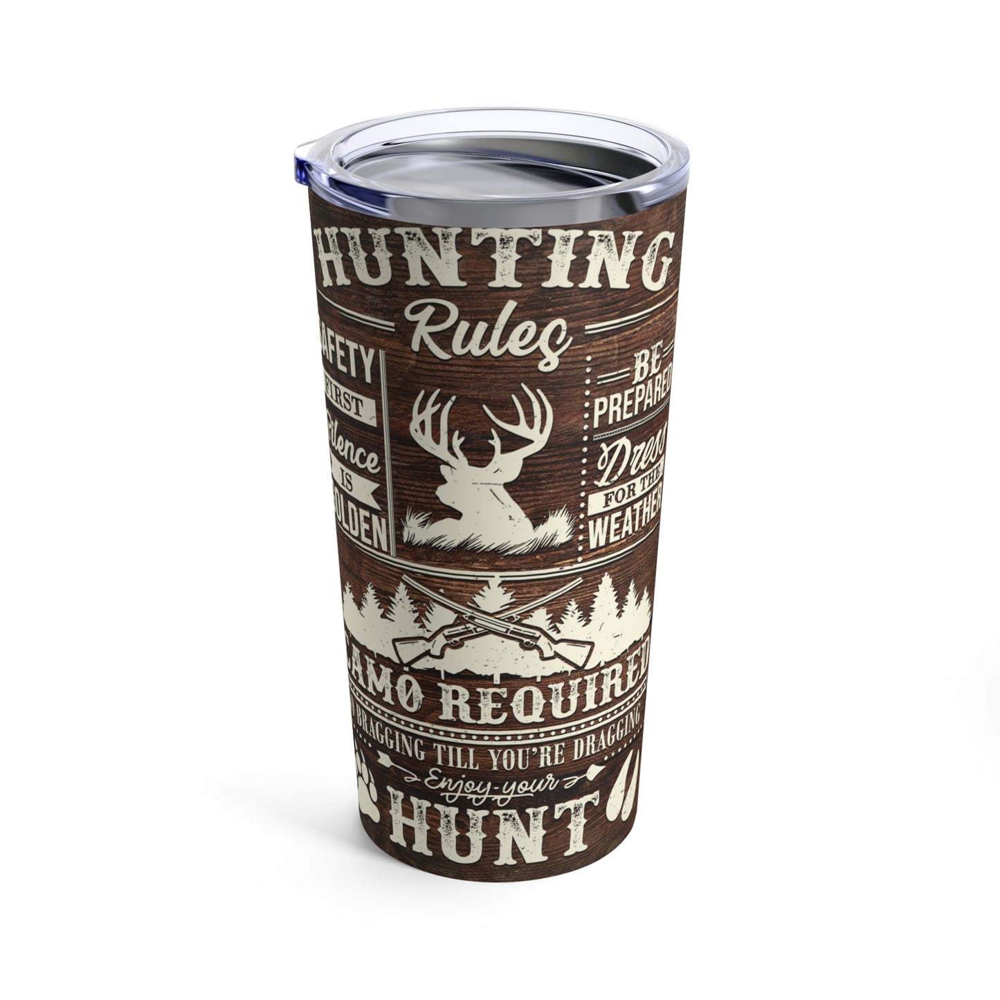 Hunting Rules Buck Skinny Steel Tumbler with Straw, 20oz
