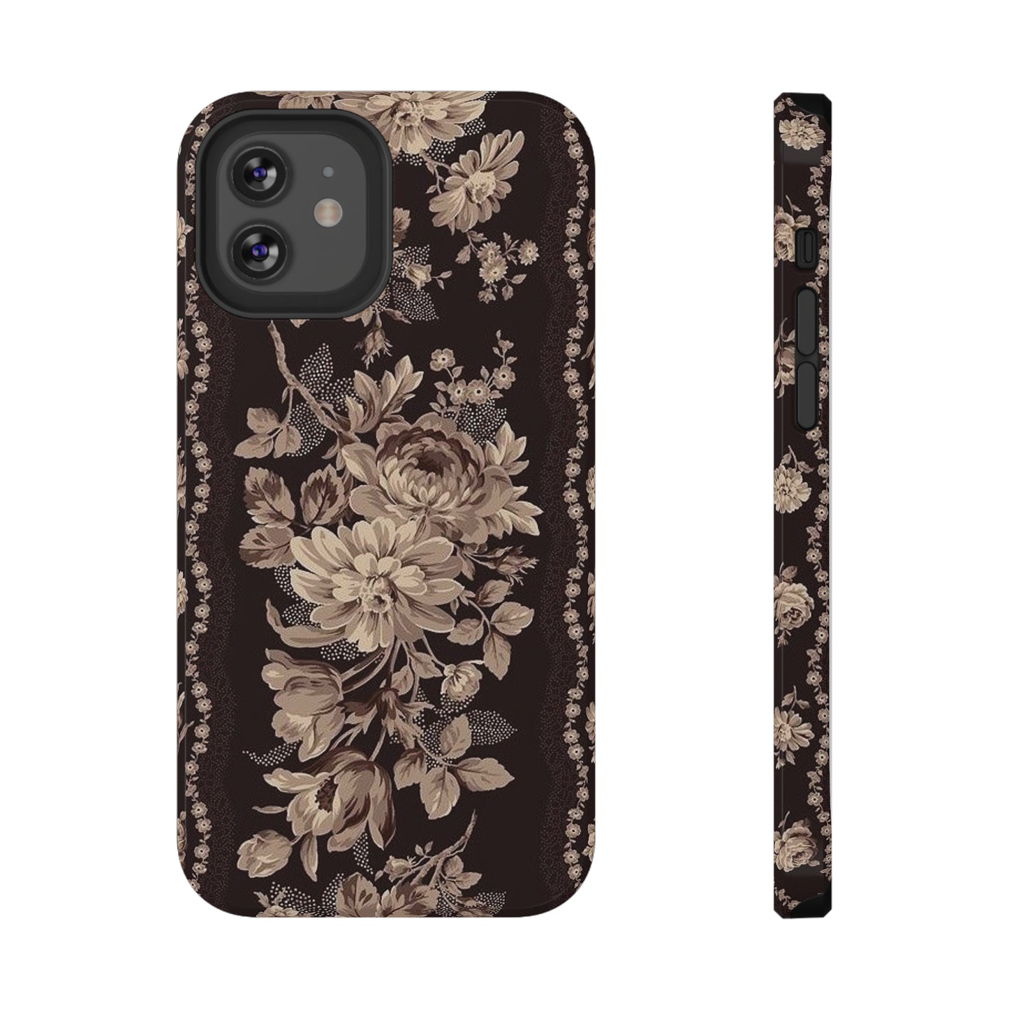 Cream Flower Print Impact-Resistant Cases