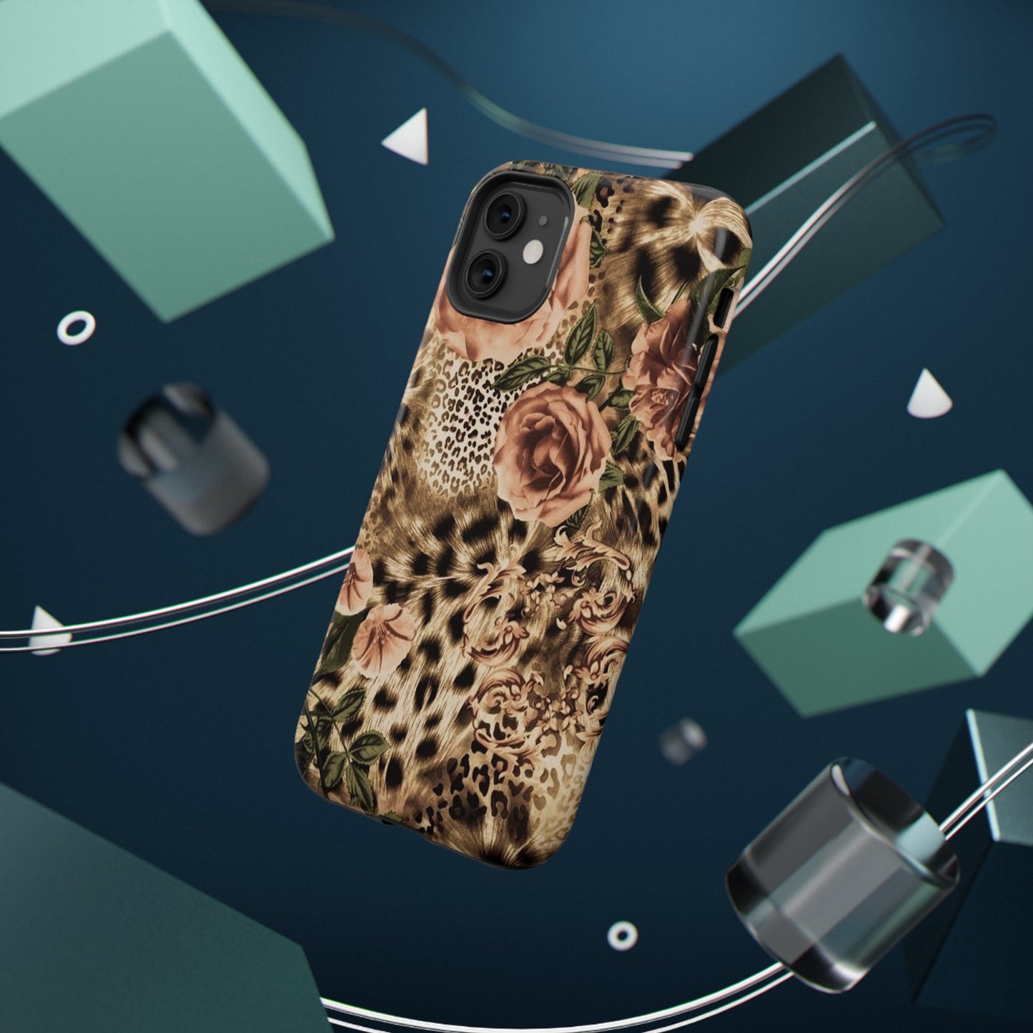 Leopard Rose Print Impact-Resistant Cases
