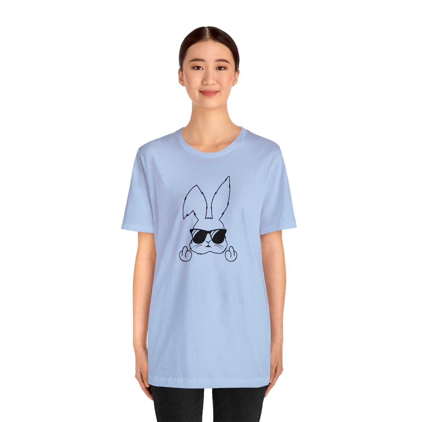 Flipping Bunny Print Jersey Short Sleeve Tee