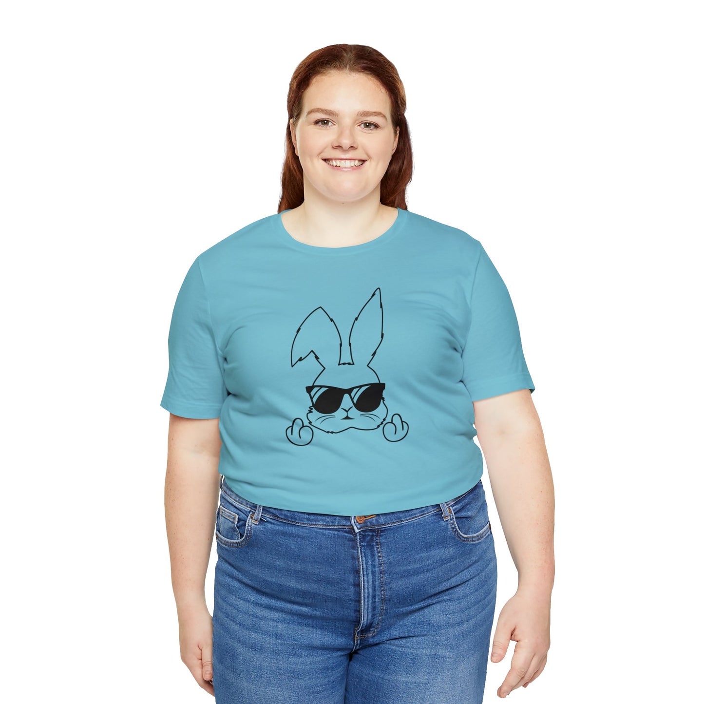 Flipping Bunny Print Jersey Short Sleeve Tee