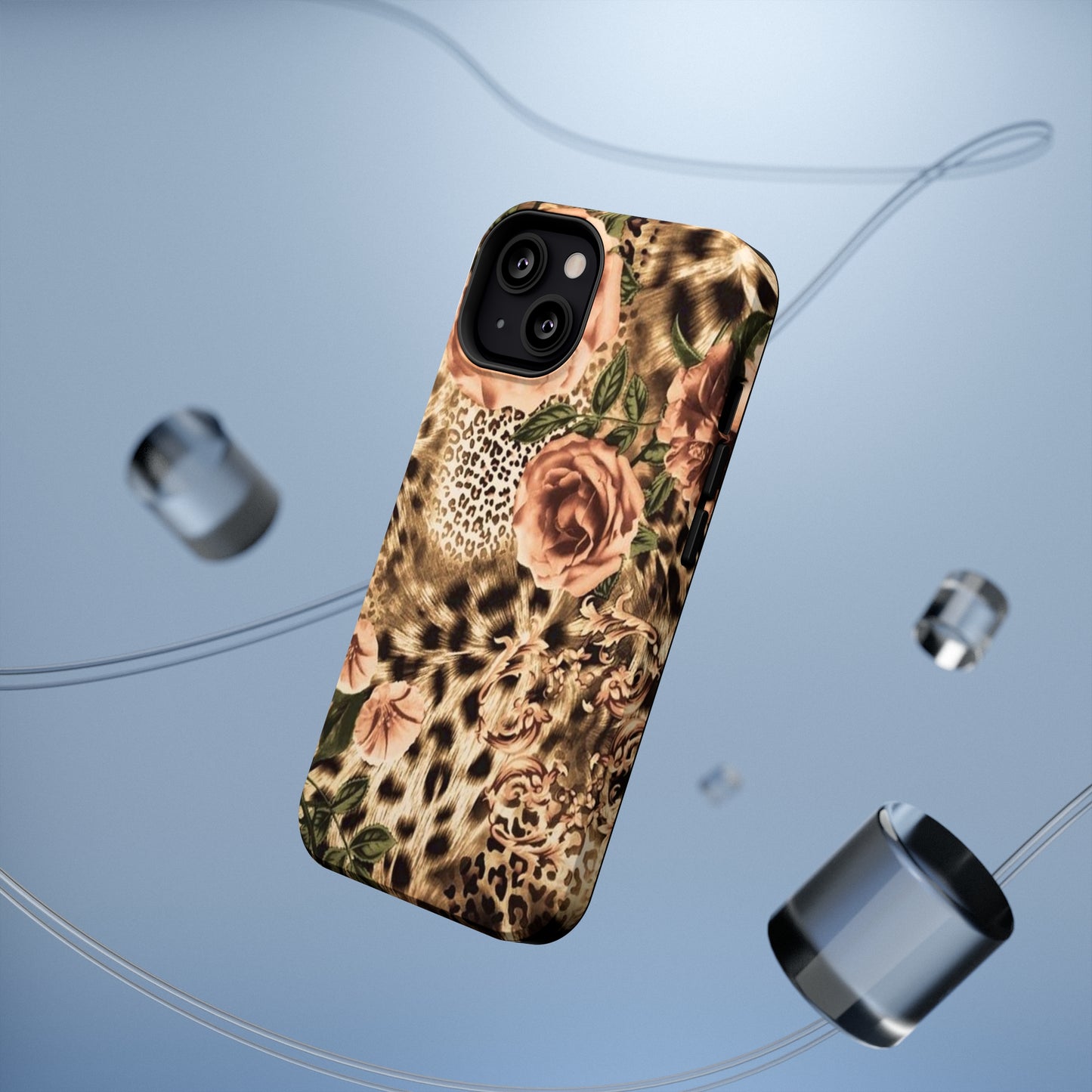 Leopard Rose Print Impact-Resistant Cases