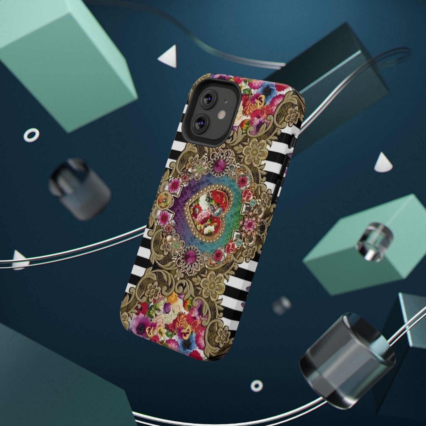 Jewel Heart Print Impact-Resistant Cases