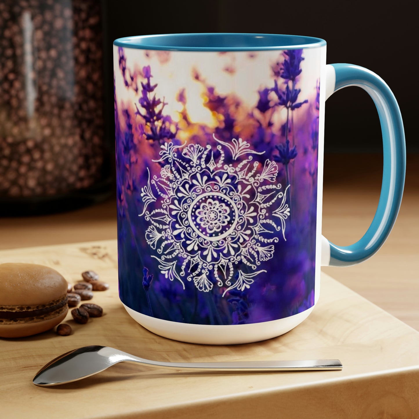 Sunrise Lavander  Two-Tone Coffee Mugs, 15oz