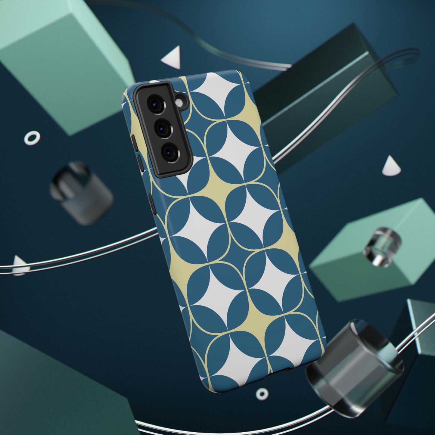 Geometric Blue Print Impact-Resistant Cases