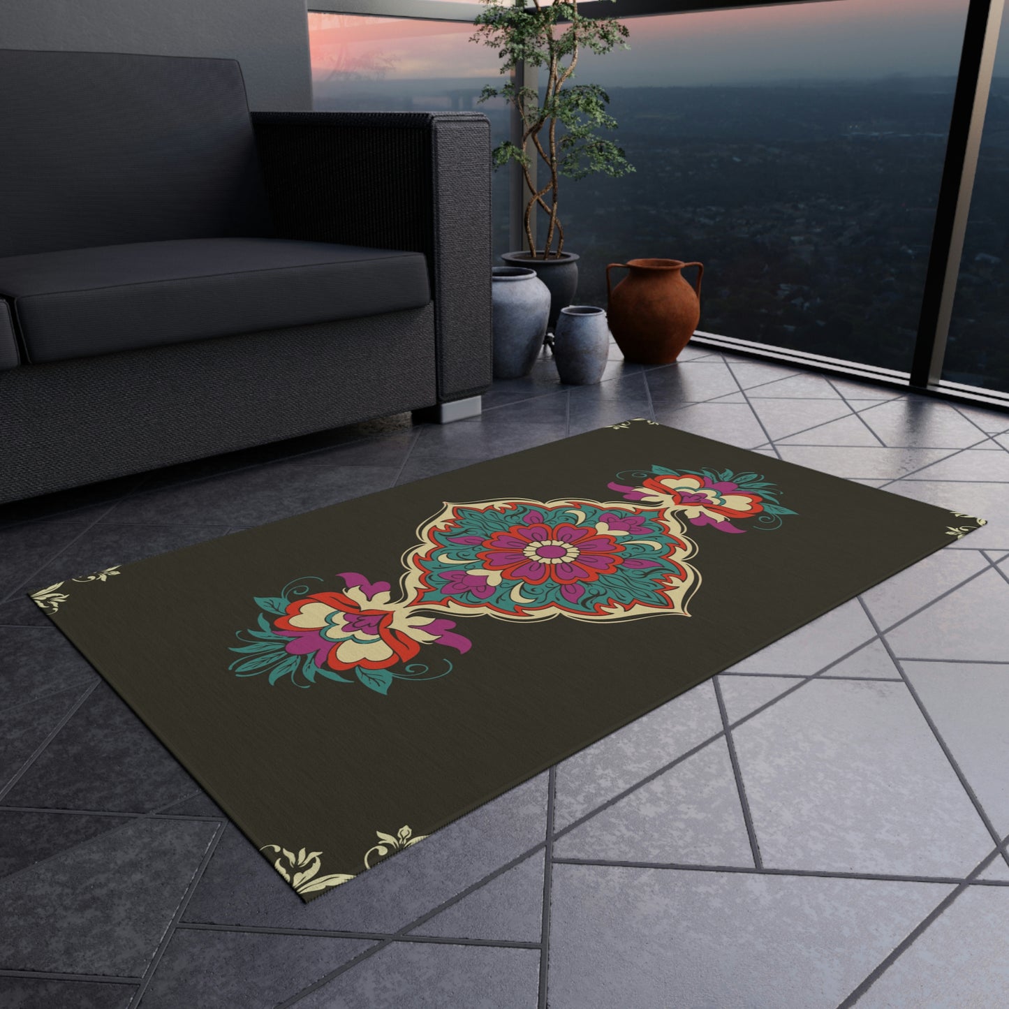 Mandela Print Outdoor Rug