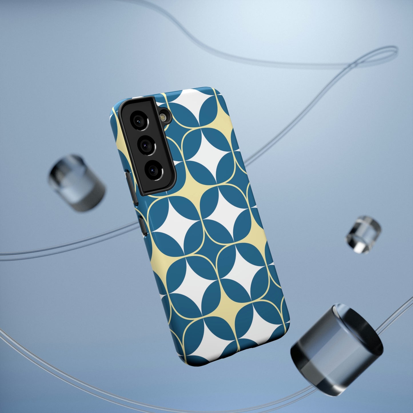 Geometric Blue Print Impact-Resistant Cases