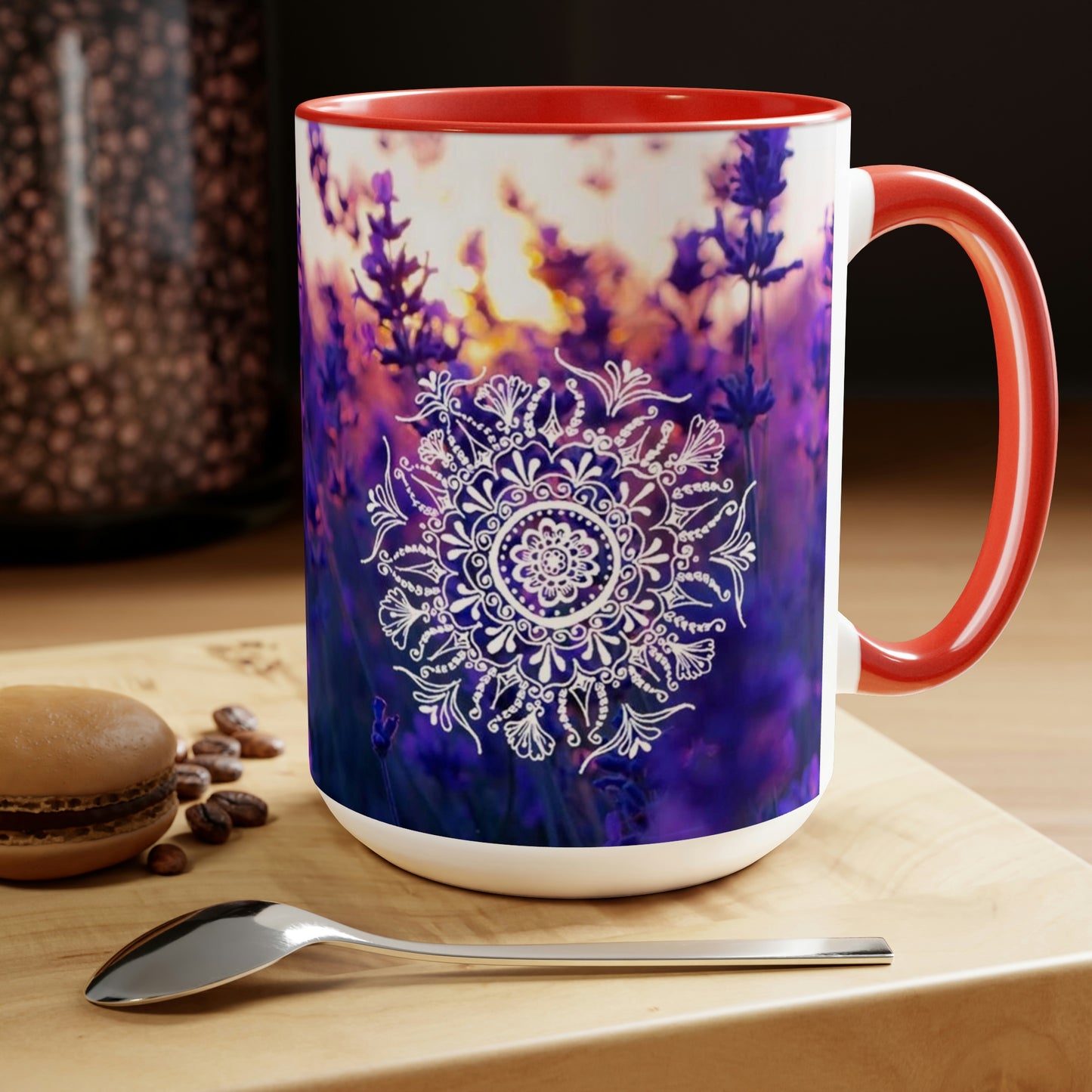 Sunrise Lavander  Two-Tone Coffee Mugs, 15oz