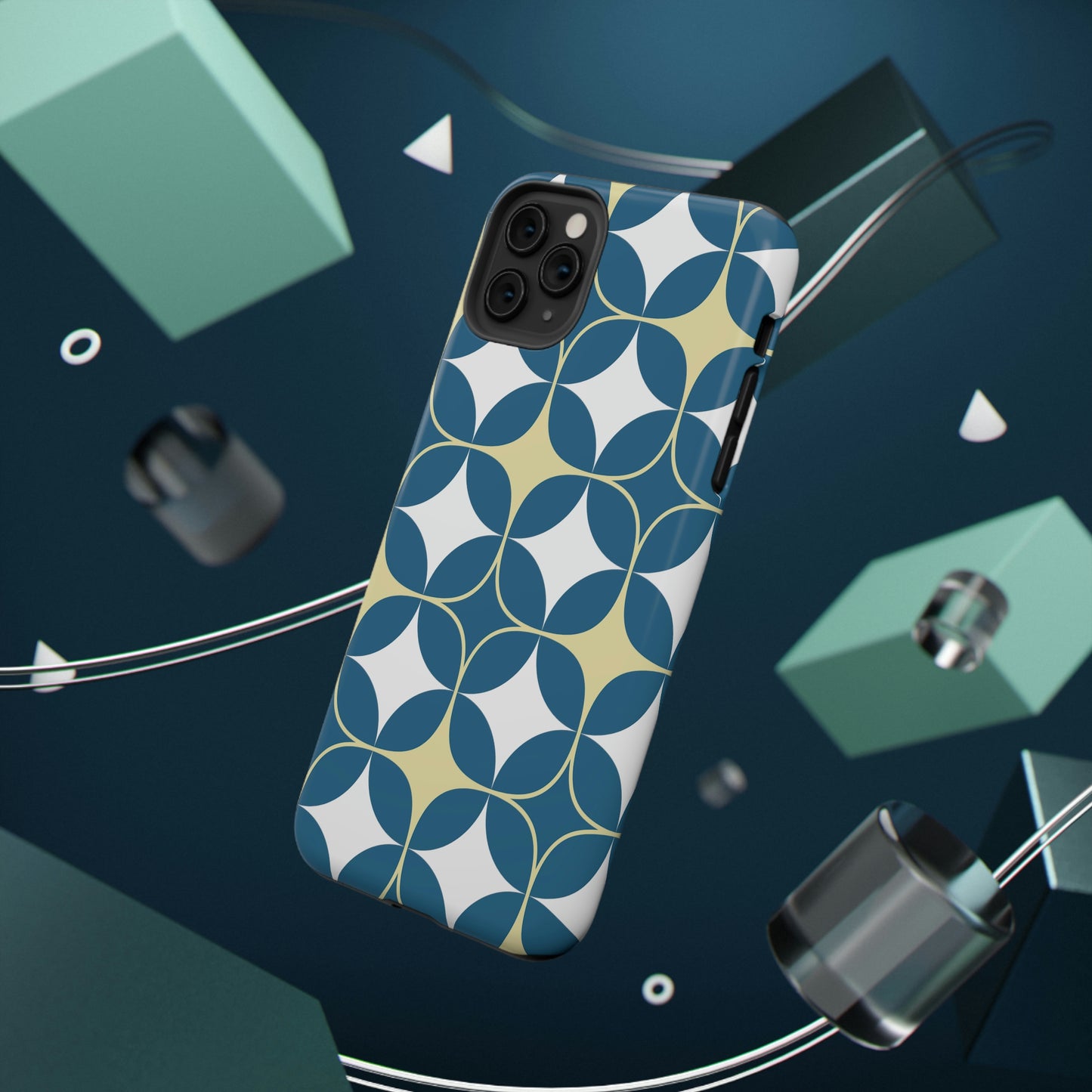 Geometric Blue Print Impact-Resistant Cases