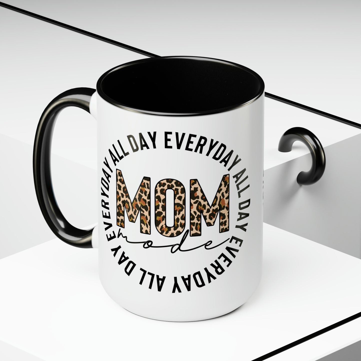 Mom Mode All Day Everyday Two-Tone Coffee Mugs, 15oz