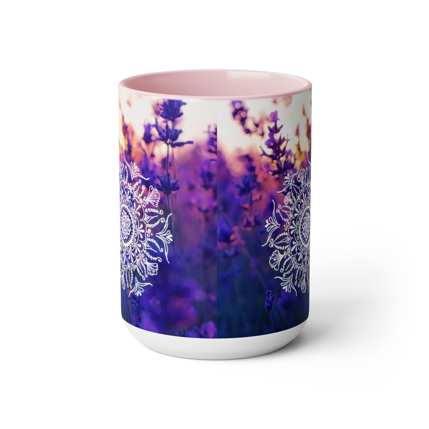 Sunrise Lavander  Two-Tone Coffee Mugs, 15oz