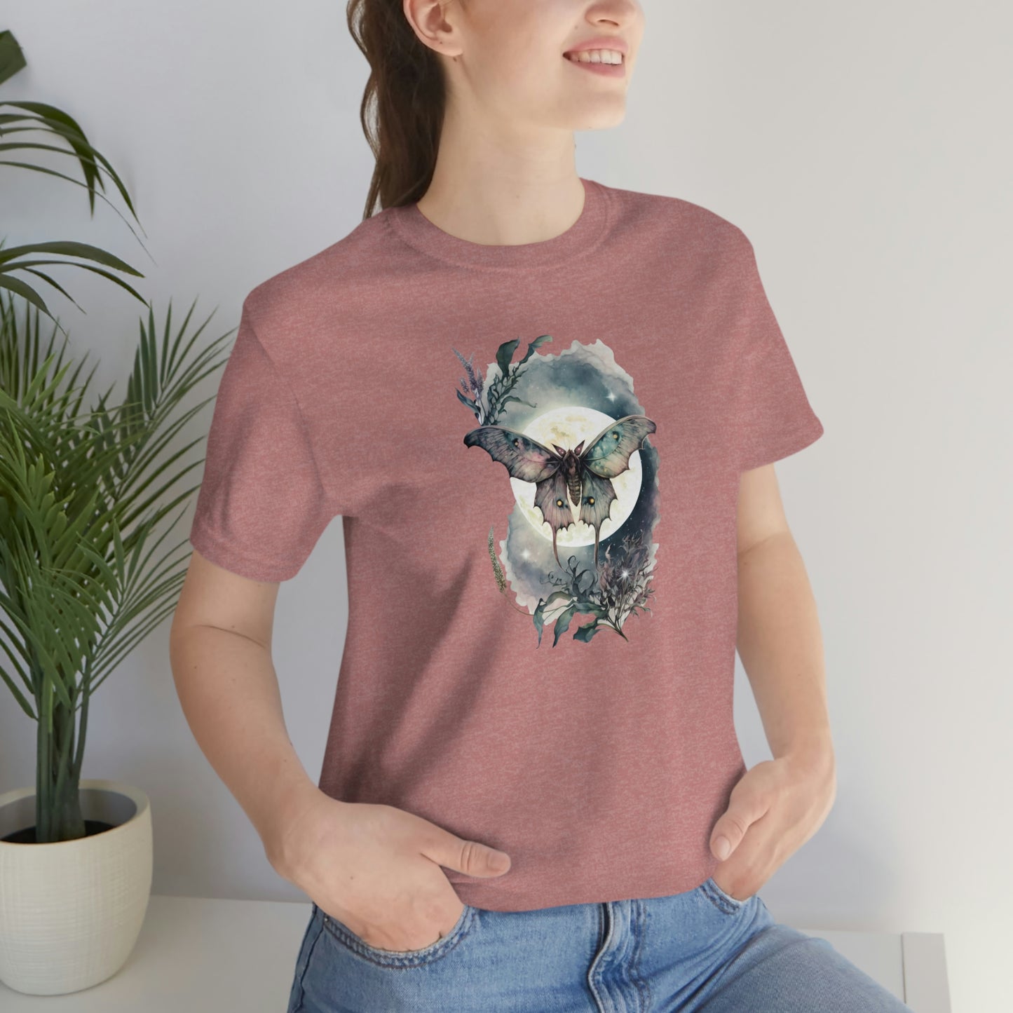 Moth Moonlight Print, Jersey Short Sleeve Tee