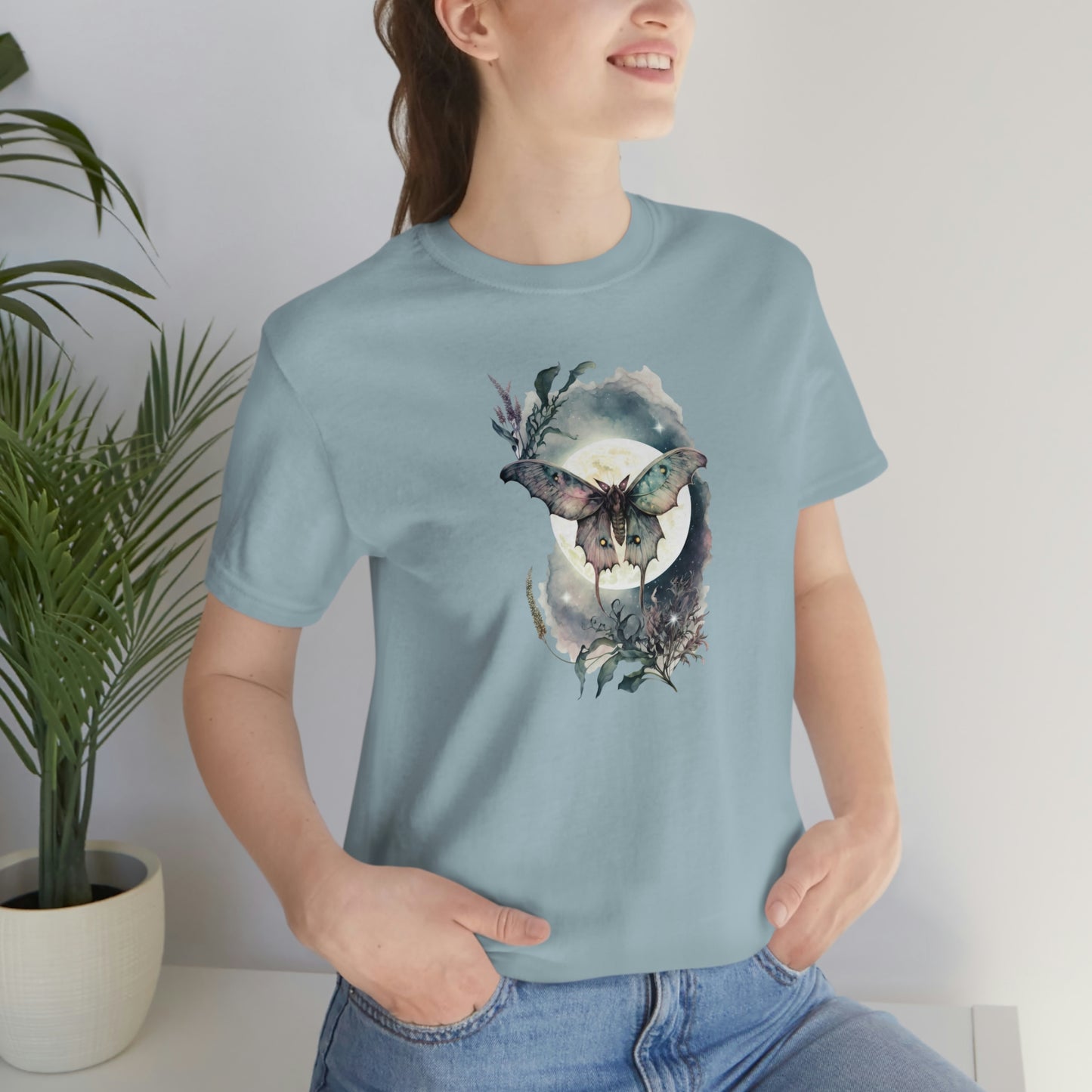 Moth Moonlight Print, Jersey Short Sleeve Tee