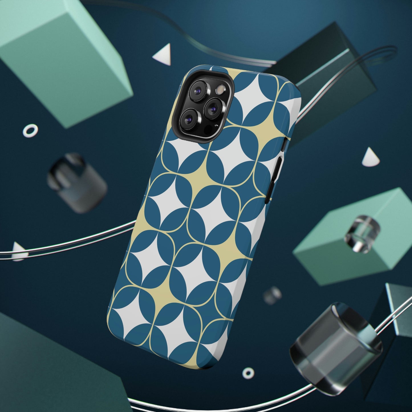Geometric Blue Print Impact-Resistant Cases