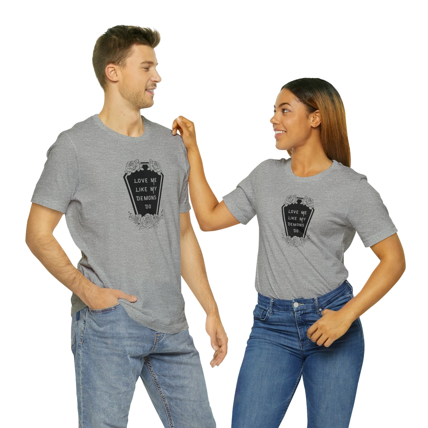 Love Me Like My Demons Do Print Jersey Short Sleeve Tee