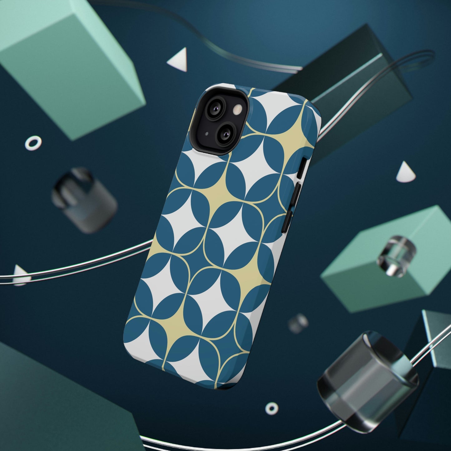 Geometric Blue Print Impact-Resistant Cases