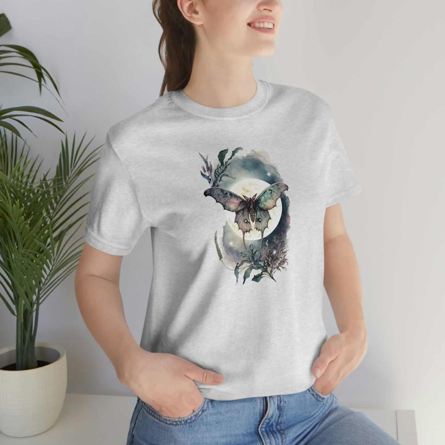 Moth Moonlight Print, Jersey Short Sleeve Tee