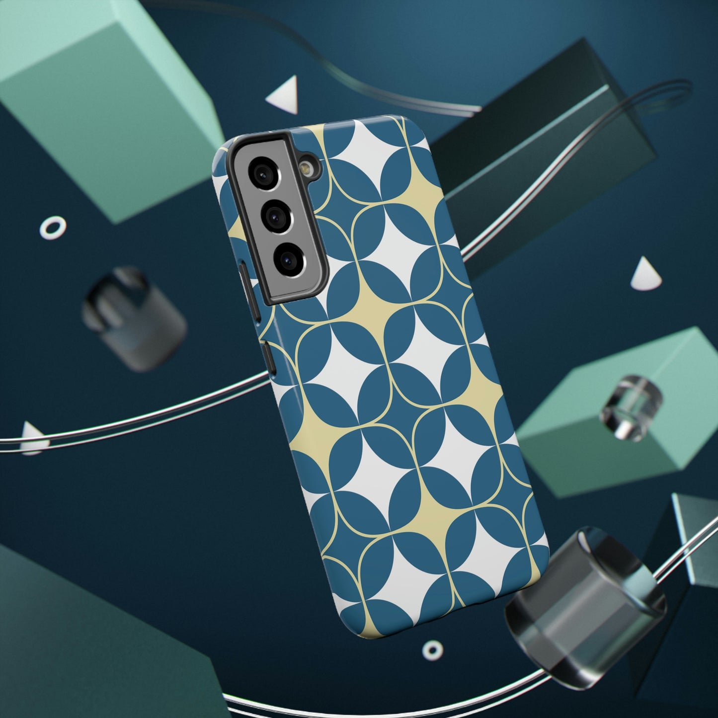 Geometric Blue Print Impact-Resistant Cases