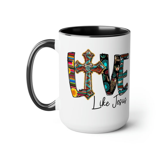 Live Like Jesus Two-Tone Coffee Mugs, 15oz