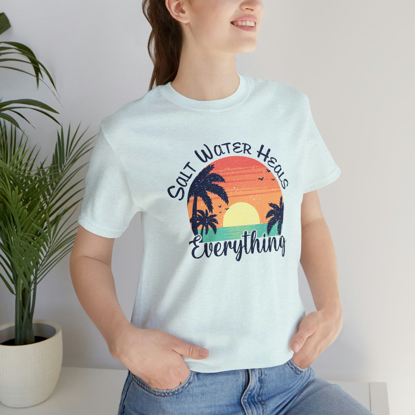 Saltwater Heals Everything Print Jersey Short Sleeve Tee