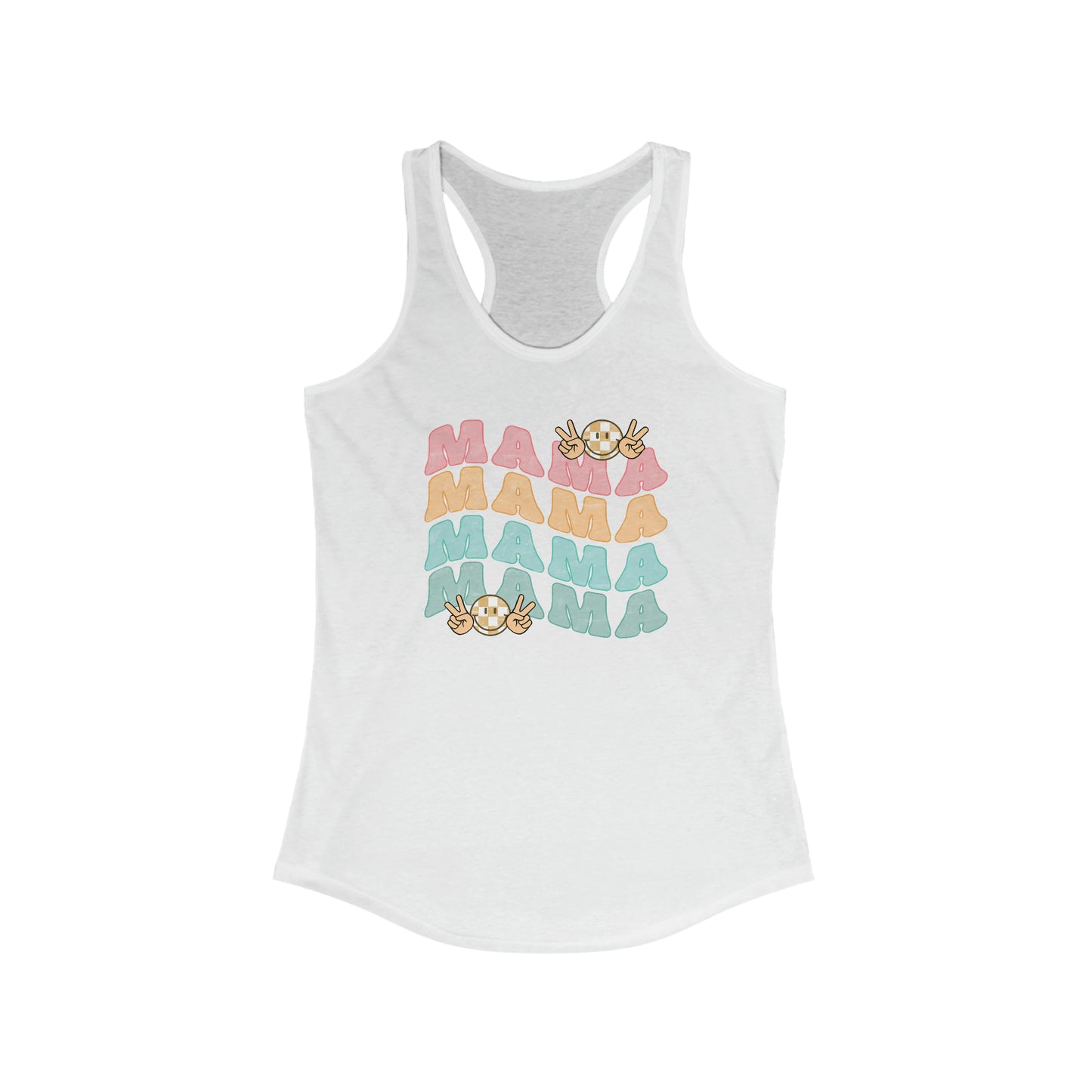 Mama Smiley Print, Women's Ideal Racerback Tank