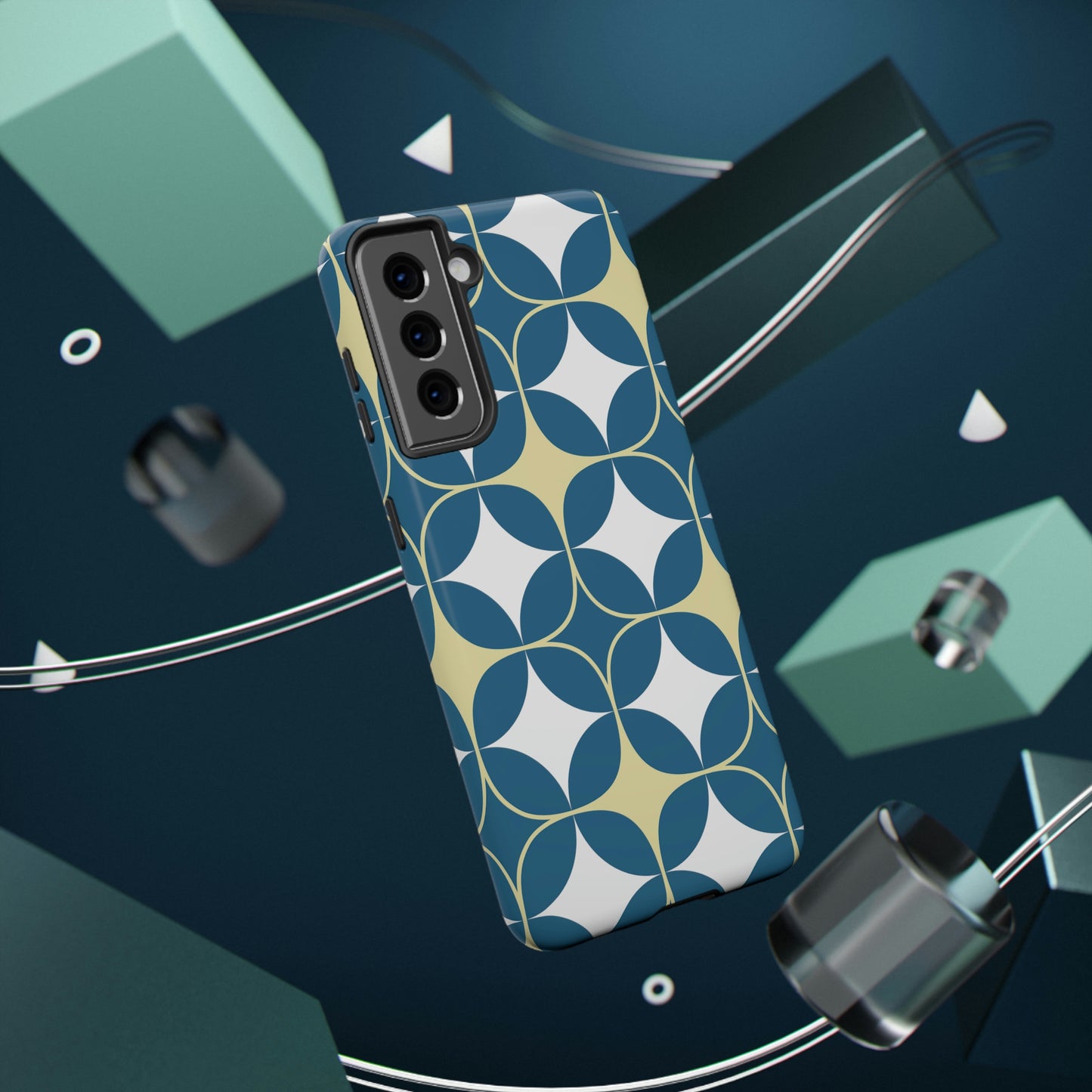 Geometric Blue Print Impact-Resistant Cases