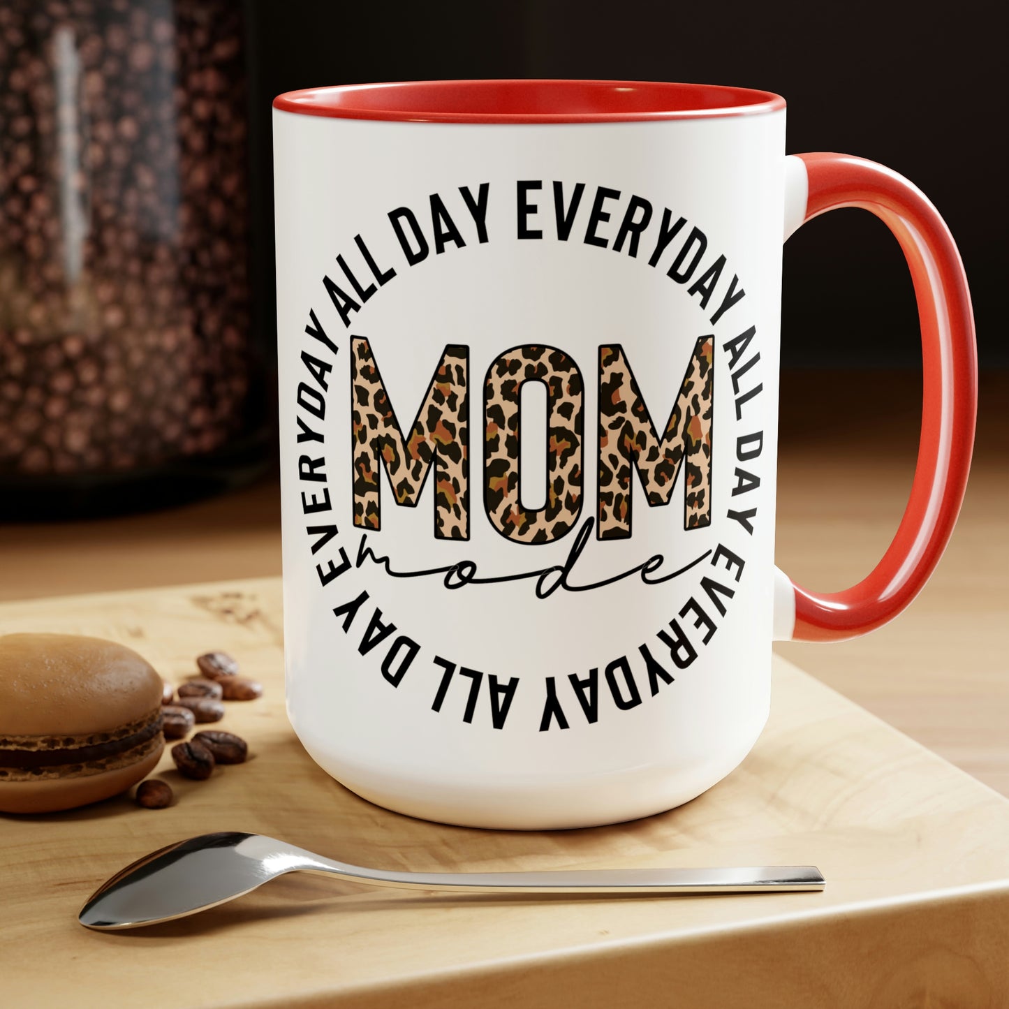 Mom Mode All Day Everyday Two-Tone Coffee Mugs, 15oz