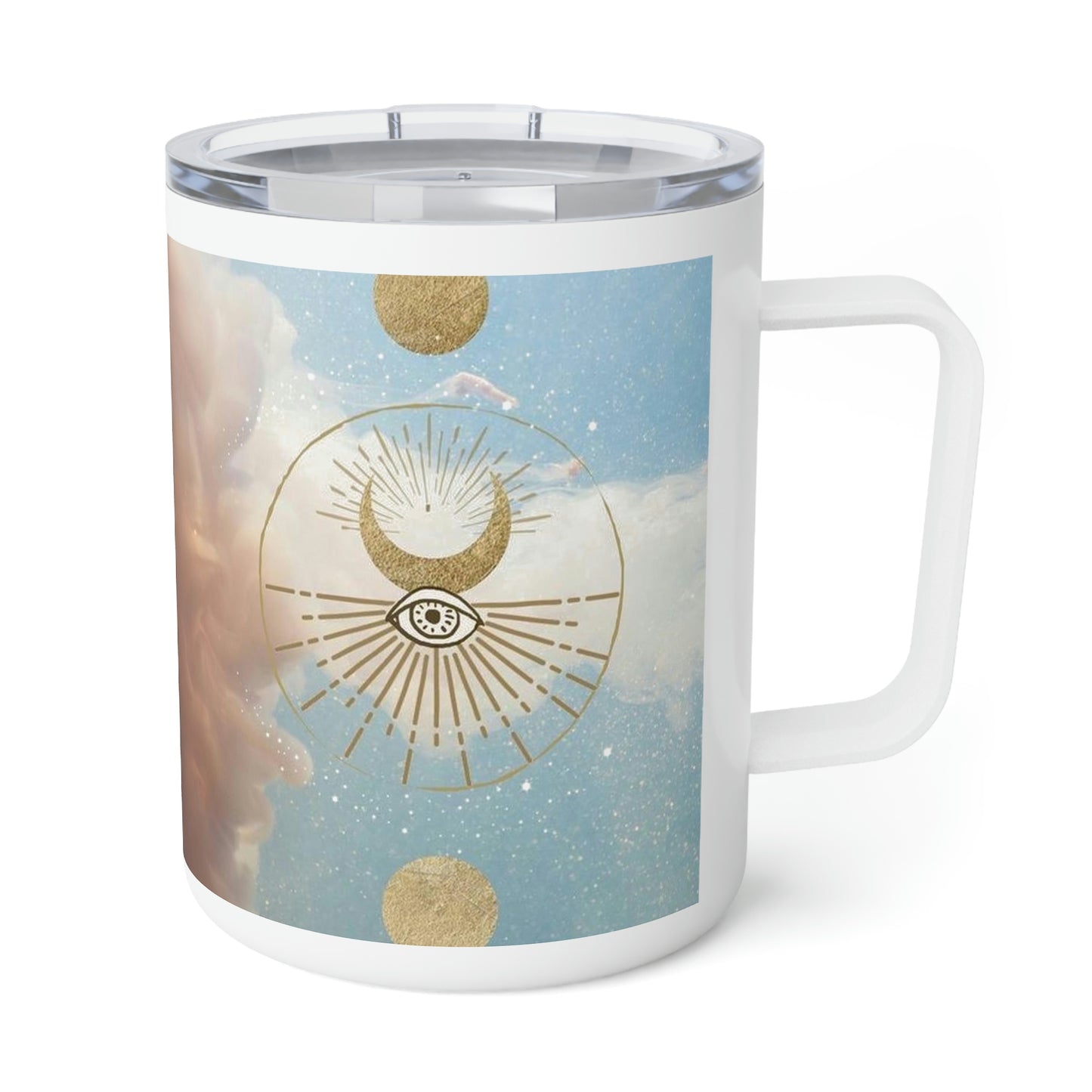 Evil Eye Smoke Print Insulated Coffee Mug, 10oz