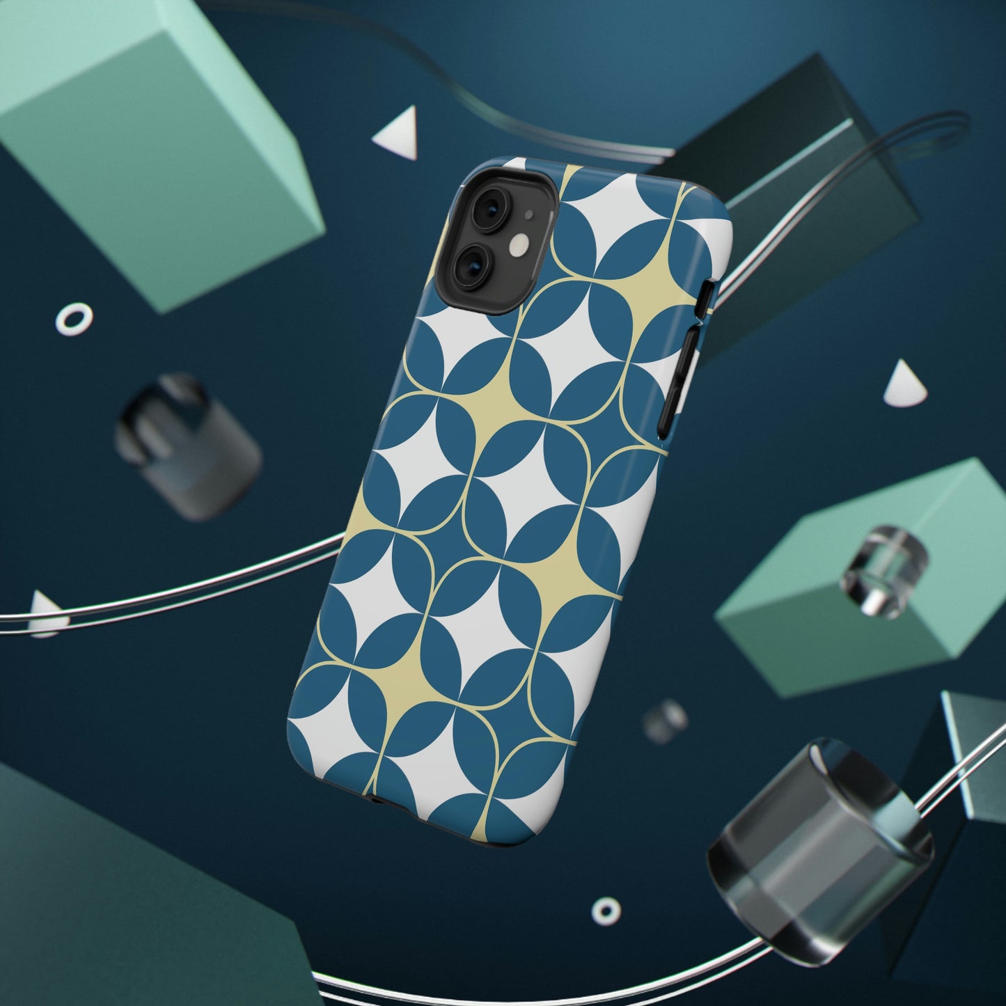 Geometric Blue Print Impact-Resistant Cases