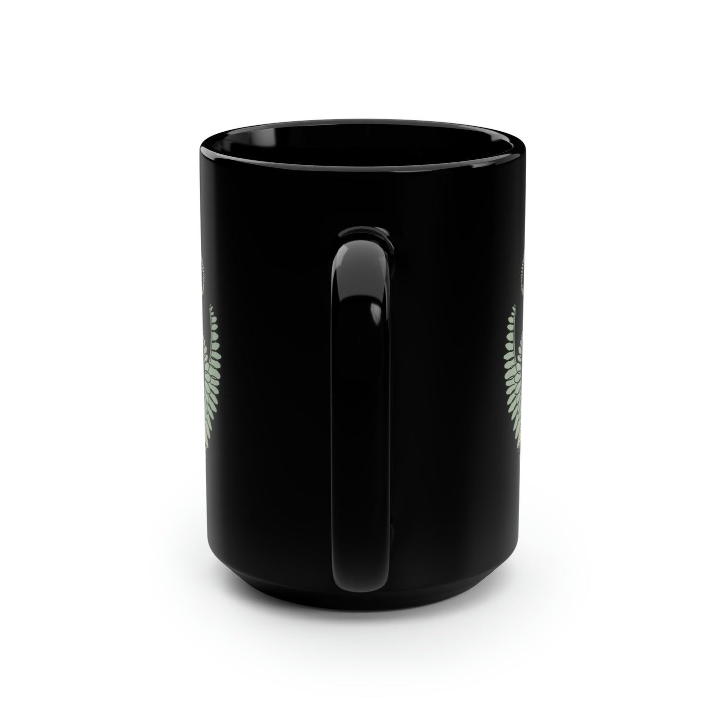 Mushroom Fern Black Mug, 15oz