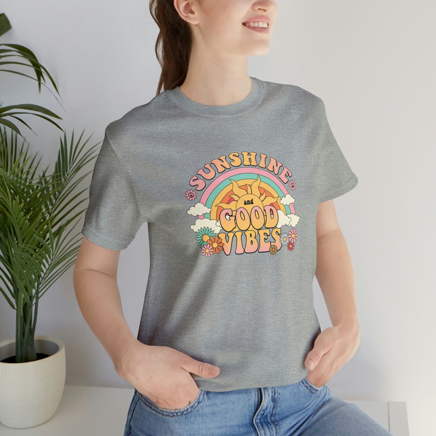 Sunshine and Good Vibe's Print, Jersey Short Sleeve Tee