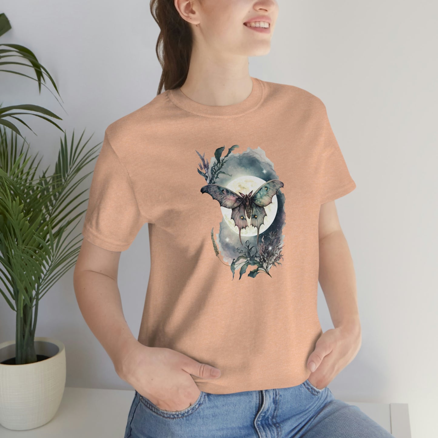 Moth Moonlight Print, Jersey Short Sleeve Tee