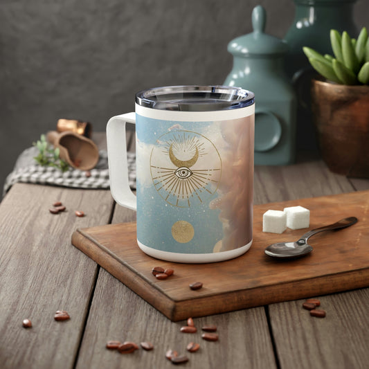 Evil Eye Smoke Print Insulated Coffee Mug, 10oz